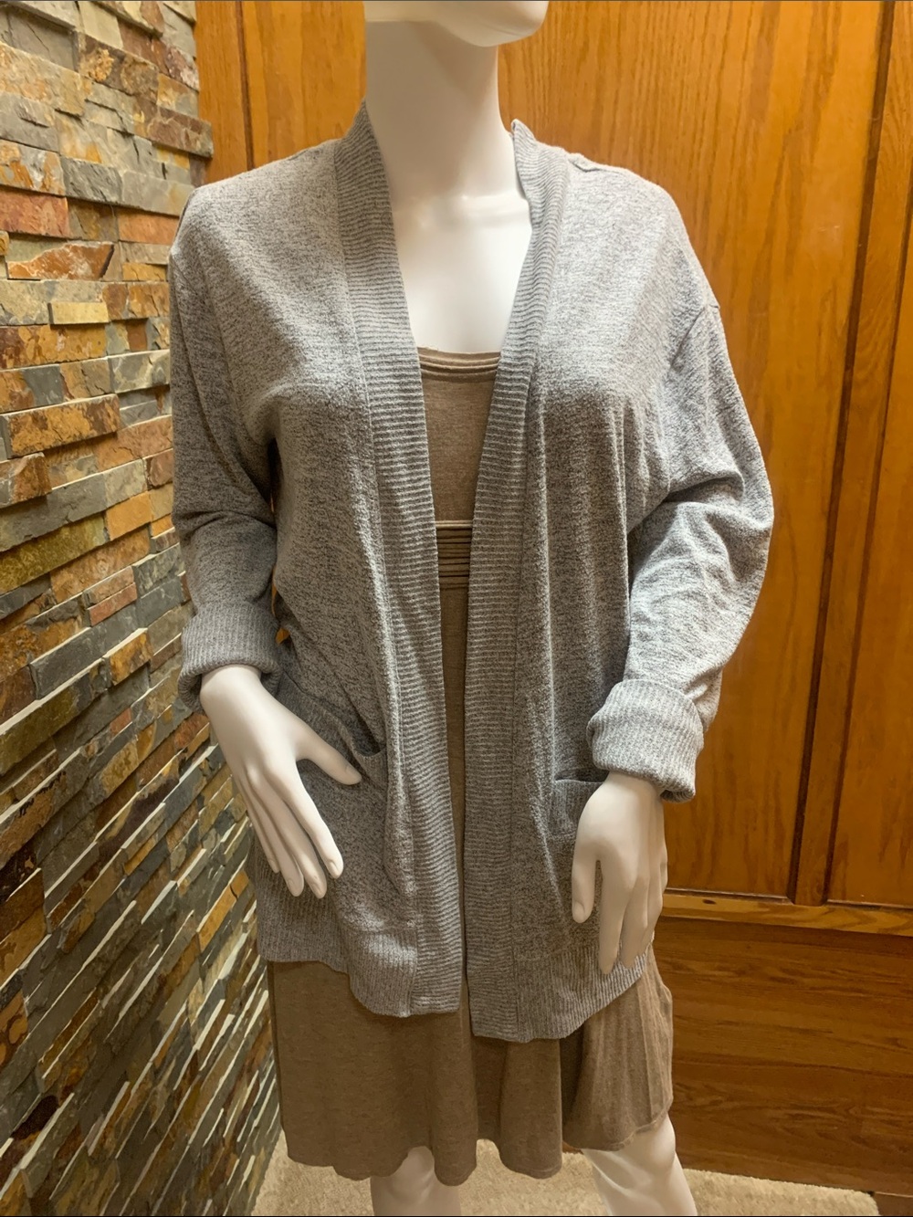 GAP Light Gray Open Front Crew Cardigan